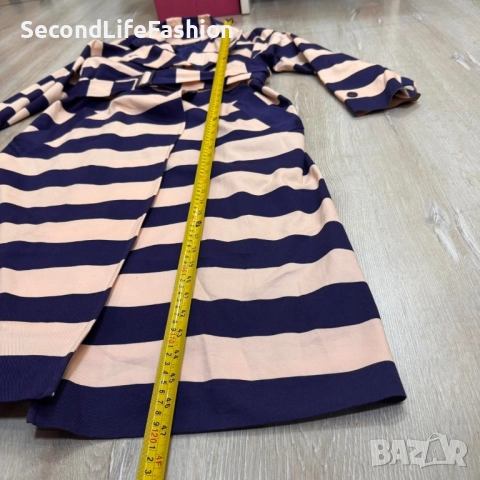 Дамски тренчкот Marimekko Kumu, размер 40, L/XL, памучно, лилаво-розово райета емблематично, снимка 4 - Якета - 52598706