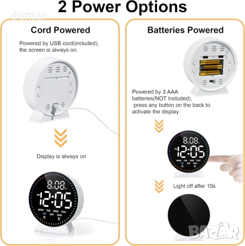 Lafocuse Цифров будилник с нощна лампа, 4.3" кръгъл LED дисплей, снимка 3 - Друга електроника - 53731975