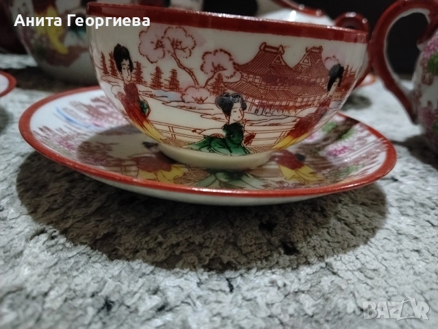 Японски порцеланов сервиз ръчна изработка , снимка 5 - Антикварни и старинни предмети - 53941802