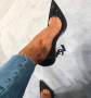 Обувки на ток - черен лак с черен ток - Y1L, снимка 1 - Дамски обувки на ток - 44993487