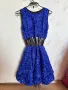 Официална тъмно синя къса рокля с тюл, снимка 2