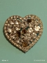 Винтидж брошка във формата на сърце инкрустирана с прозрачни и опушени кристали 52174, снимка 3