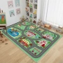 Детски килим "Моят Град" 120х160см – Зелен с Училище, Парк и Пътища, Противоплъзгащ и Миещ се, снимка 4