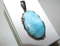 925 сребърно колие с родиево покритие и минерал ларимар 50 карата подходящо за подарък, снимка 2