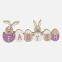 Великденска дървена декоративна табелка „Easter" с зайчета и яйца, лилаво-бяла – 24×2×9.3см_1233659, снимка 2