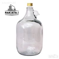 Стъклена бутилка - дамаджана 5 л. с метална капчка за вино и ракия, 23204149, снимка 2 - Други стоки за дома - 45112741