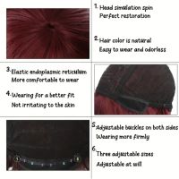 Синтетична перука с бретон Червена , снимка 3 - Аксесоари за коса - 46042516