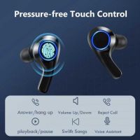 Безжини слушалки с дисплей PT08, Bluetooth 5.0, Черни, снимка 3 - Безжични слушалки - 45485239