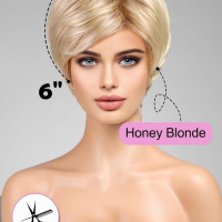 WOKESTAR Къса слоеста медено руса перука за жени, синтетична, снимка 3 - Аксесоари за коса - 44988458