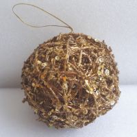 Коледна украса за елха - златна топка, снимка 1 - Други - 45083522