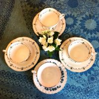 Argyle Английски Костен Порцелан В синьо Сет за чай/кафе Нежни цветя, снимка 8 - Чаши - 45381147