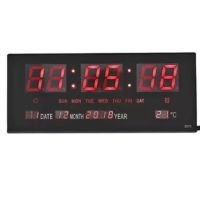 Цифров стенен LED часовник с показване на календар и температура, снимка 1 - Дамски - 45542505