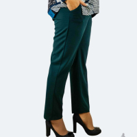 Дамски еластичен панталон в голям размер /зелен/, снимка 1 - Панталони - 45017847