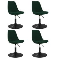 vidaXL Въртящи се трапезни столове, 4 бр, тъмнозелени, кадифе, снимка 1 - Столове - 45265085