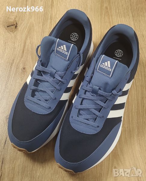 Чисто нови Мъжки спортни обувки Adidas ! кожа, бяло/синьо, 45 1/3 EU, снимка 1