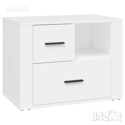 vidaXL Нощно шкафче, бяло, 60x36x45 см, инженерно дърво（SKU:816736, снимка 1