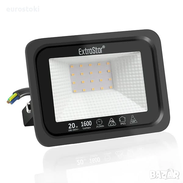 LED прожектор ExtraStar 20W 1600lm IP65, 3000K топло бяла светлина 20W 1600 лумена Топло бяло , снимка 1