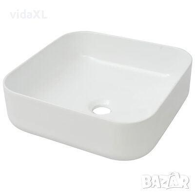 vidaXL Керамична мивка, квадратна, бяла, 39x39x13,5 см（SKU:142338, снимка 1