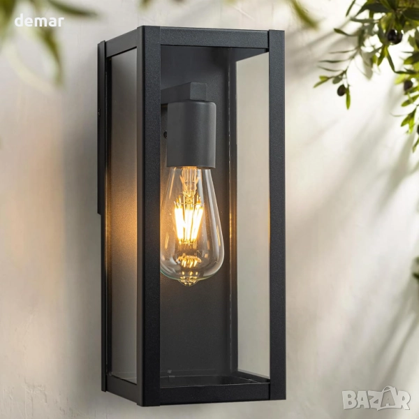 FTL Външно стенно осветление, матово черно, стъклени абажури, IP44, снимка 1