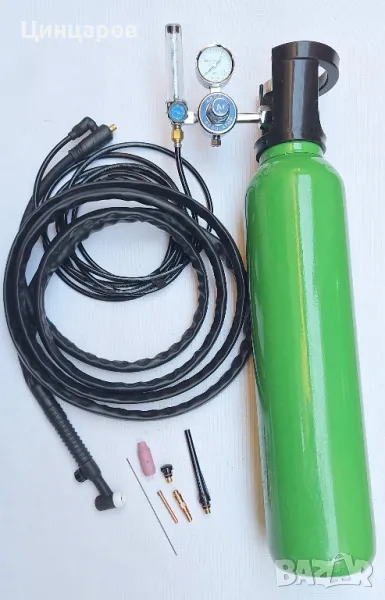 Аргон комплект-шланг,бутилка, регулатор , снимка 1