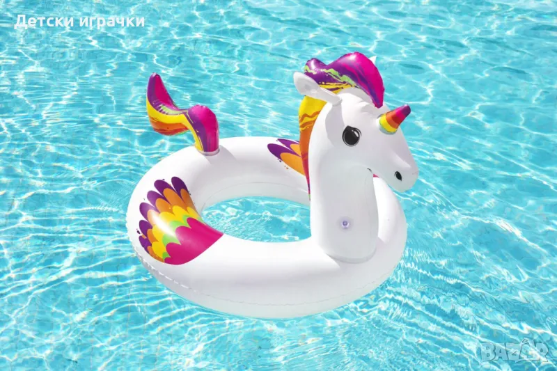 Надуваем пояс Fantasy Unicorn Bestway,119 х 91 см, еднорог, за басейн и плаж, снимка 1
