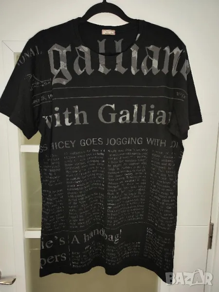 John Galliano Black gazette Мъжка тениска, L , снимка 1