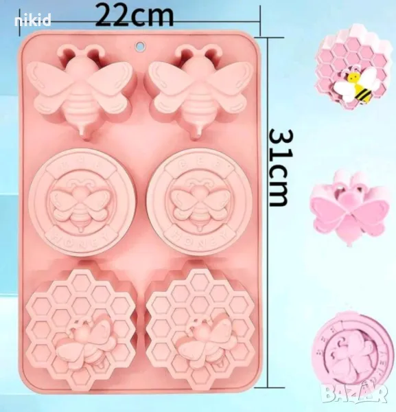 Едра пчела медена пелна пита килийки силиконов молд форма фондан шоколад гипс сапун декор, снимка 1
