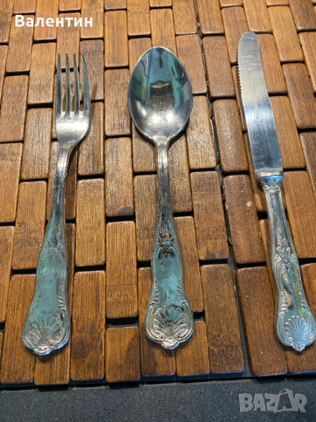 #0006# Комплект прибори за хранене. Посребрени. Италия., снимка 1