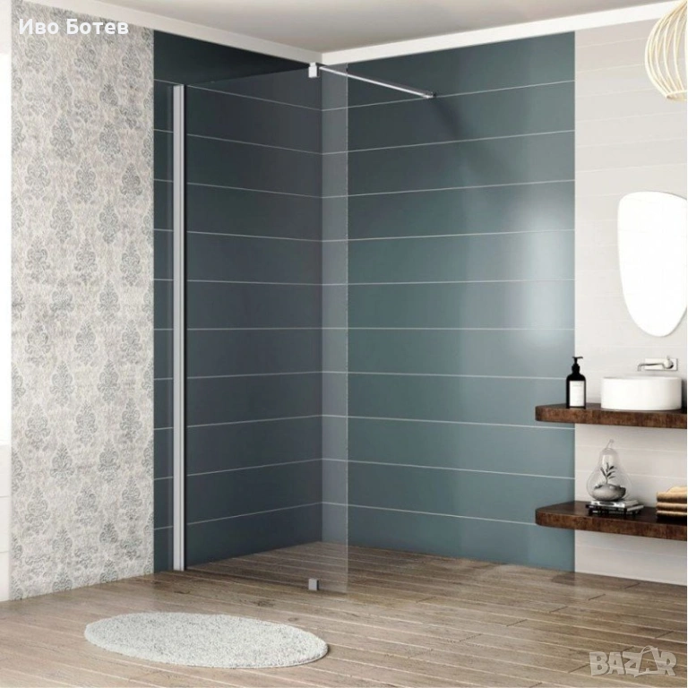 Чисто НОВ прозрачен параван за баня 100/195 см., 8 мм, снимка 1