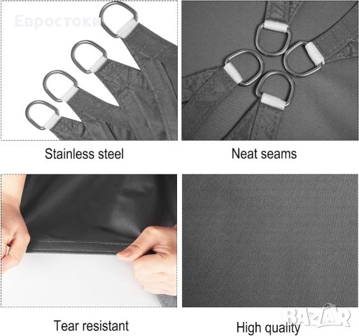 SONGMICS Платно за сенник 3 x 3 м,  PES плат. Слънцезащитен водоустойчив платнен сенник , снимка 3 - Градински мебели, декорация  - 46563458