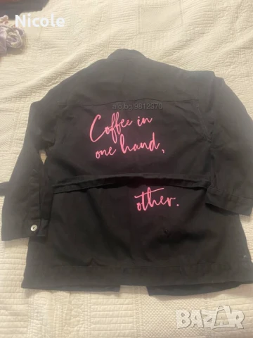 Шлиферче деним черно с декорация и коланче, снимка 6 - Детски якета и елеци - 50865733