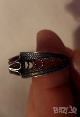 красив пръстен с кехлибар , снимка 4 - Пръстени - 51756510