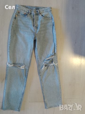 Накъсани дънки с висока талия H&M ,38н, снимка 3 - Дънки - 45200152