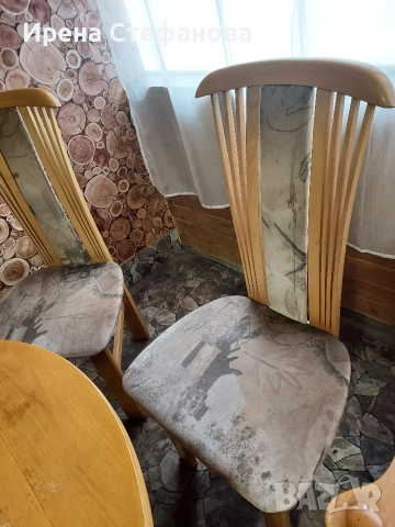 Трапезна маса от масив със шест стола, снимка 3 - Маси - 52678440