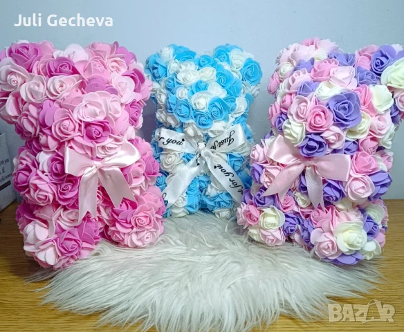 Ръчно изработени мечета от рози!, снимка 2 - Декорация за дома - 50606054