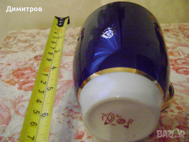 Руска голяма 650мл  ръчно рисувана чаша кобалт 