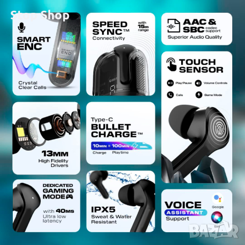 VEHOP Power Ultrapods TWS Earbud, Bluetooth слушалки с дисплей, прозрачен дизайн, 30 часа възпроизве, снимка 2 - Bluetooth слушалки - 45009520