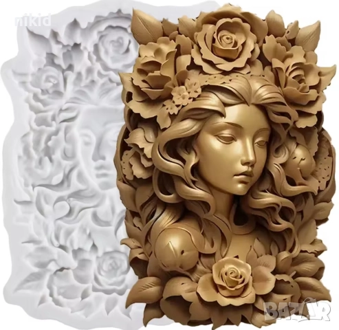 Момиче жена в цветя рози плод силиконов молд форма фондан шоколад