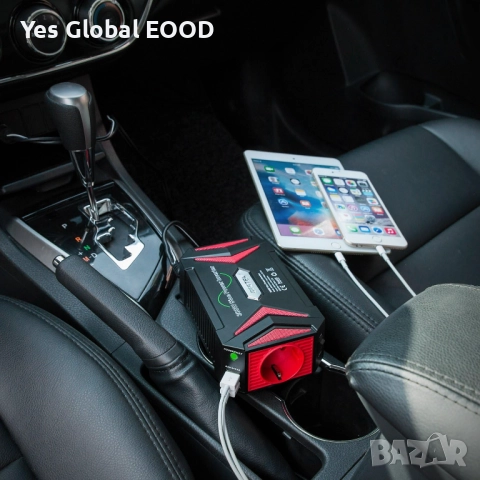 BESTEK инвертор 300W 12V→230V чиста синусоида за автомобил, снимка 6 - Друга електроника - 52422664