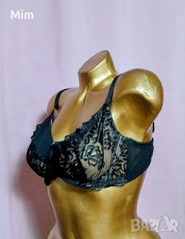 hunkemoller 85 D Черен сутиен с бродерия , снимка 3 - Бельо - 52909366