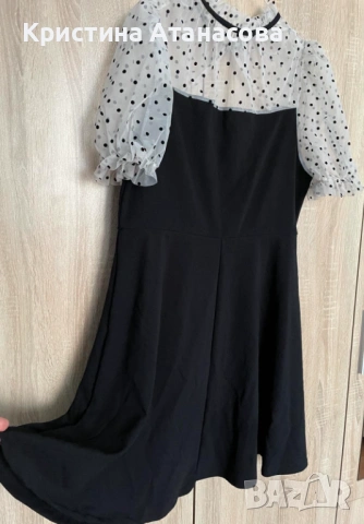 УНИКАЛНА КРАСОТА – Елегантна рокля с тюл на точки, снимка 2 - Рокли - 53728358