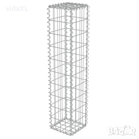 vidaXL Габионна стена с капаци, поцинкована стомана, 20x20x100 см, снимка 1 - Други - 46262830