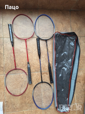 Ракети за бадминтон  4 броя/Mрежа за бадминтон със стойки, снимка 9 - Тенис - 51876295
