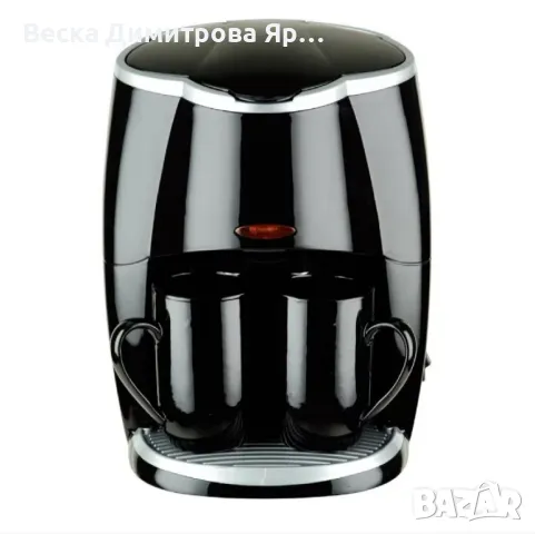 Кафеварка Rosberg R51170A 450W с две чаши, Черна, 2 ГОДИНИ ГАРАНЦИЯ, снимка 1 - Кафемашини - 47636590