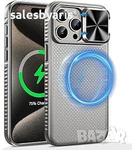 HWeggo за iPhone 15 Pro Max - Магнитен, MagSafe, Степен на Удароустойчивост, 6.7", Титаний., снимка 1 - Калъфи, кейсове - 45143267
