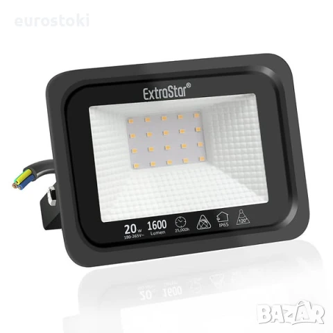 LED прожектор ExtraStar 20W 1600lm IP65, 3000K топло бяла светлина 20W 1600 лумена Топло бяло 