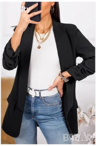 Дамско черно макси сако