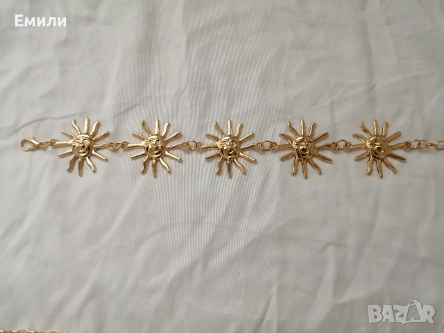 🌞 Дамски стилен колан-верижка-бижу със слънце в златист цвят , снимка 4 - Колани - 51196979
