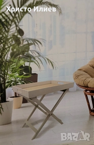 Дървена помощна маса масичка Бяла Нова 48 х 30 х 55см, снимка 4 - Маси - 53723160