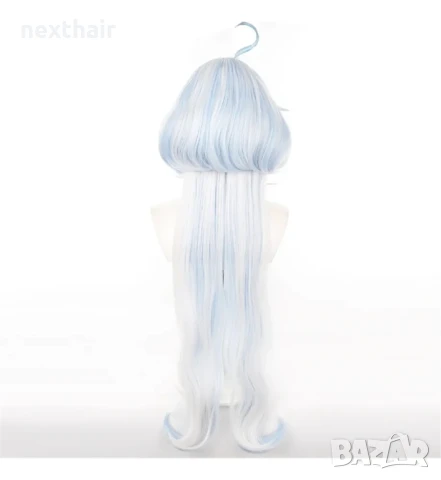Аниме бяла перука със сини кичури Game Focalors Furina Fantasia Fontaine Impact Genshin, снимка 2 - Аксесоари за коса - 50621877